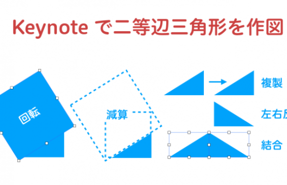 Mac の Keynote で角度を決めて二等辺三角形や直角三角形を作図する方法